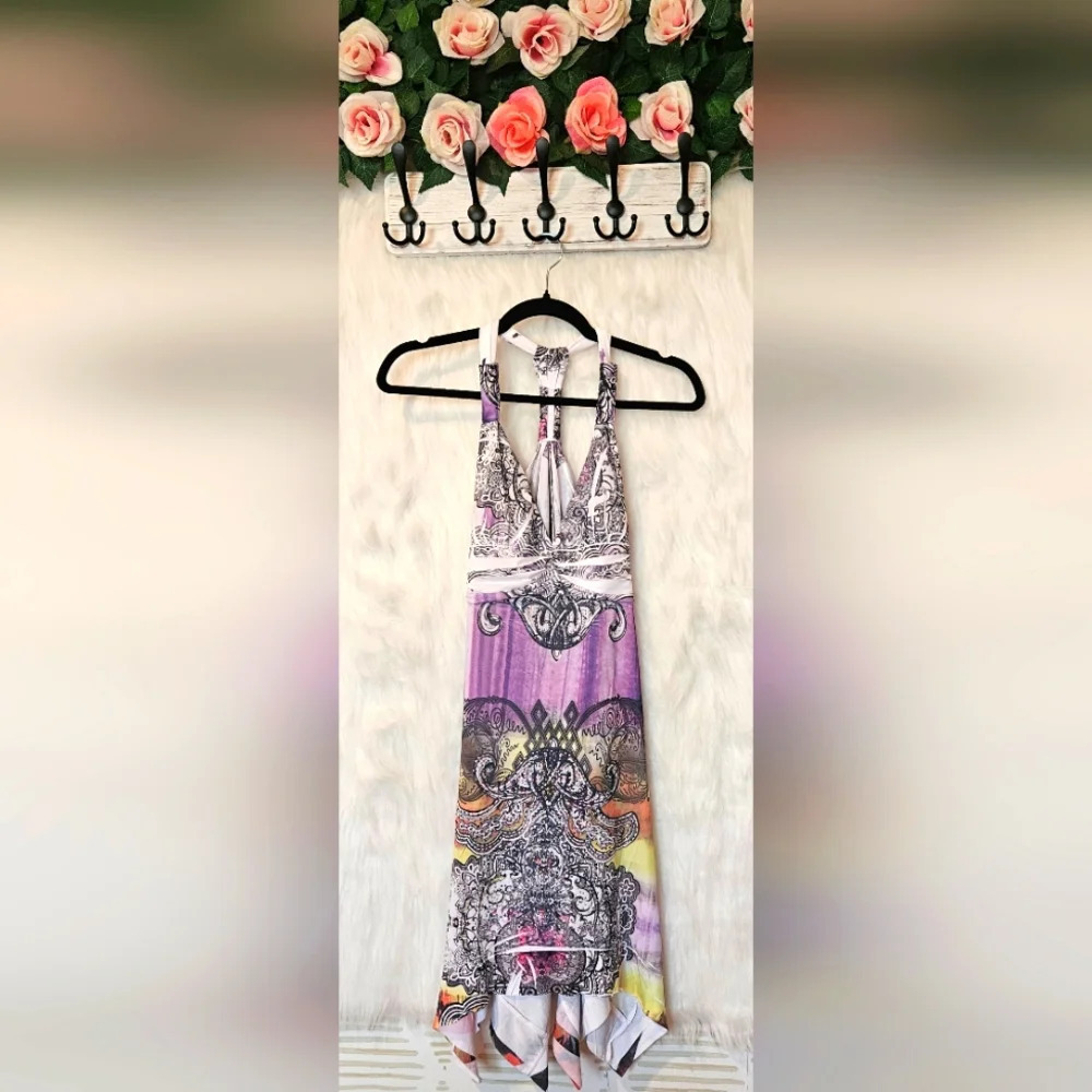 Cristinalove Boho Jeweled T-Back Midi Dress NWOT